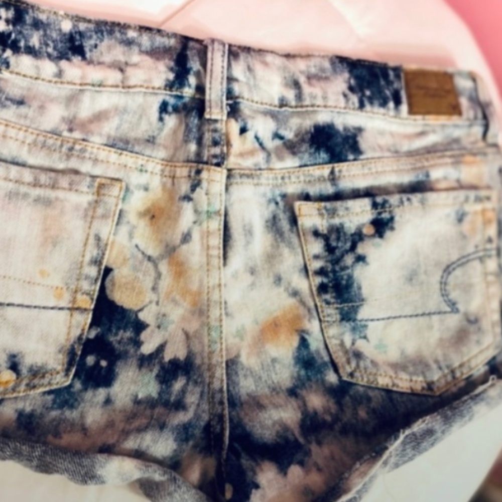 Y2k Vintage American Eagle Low-rise Acid Wash Denim Tie Dye Blue/White Women’s 6 - Picture 7 of 9